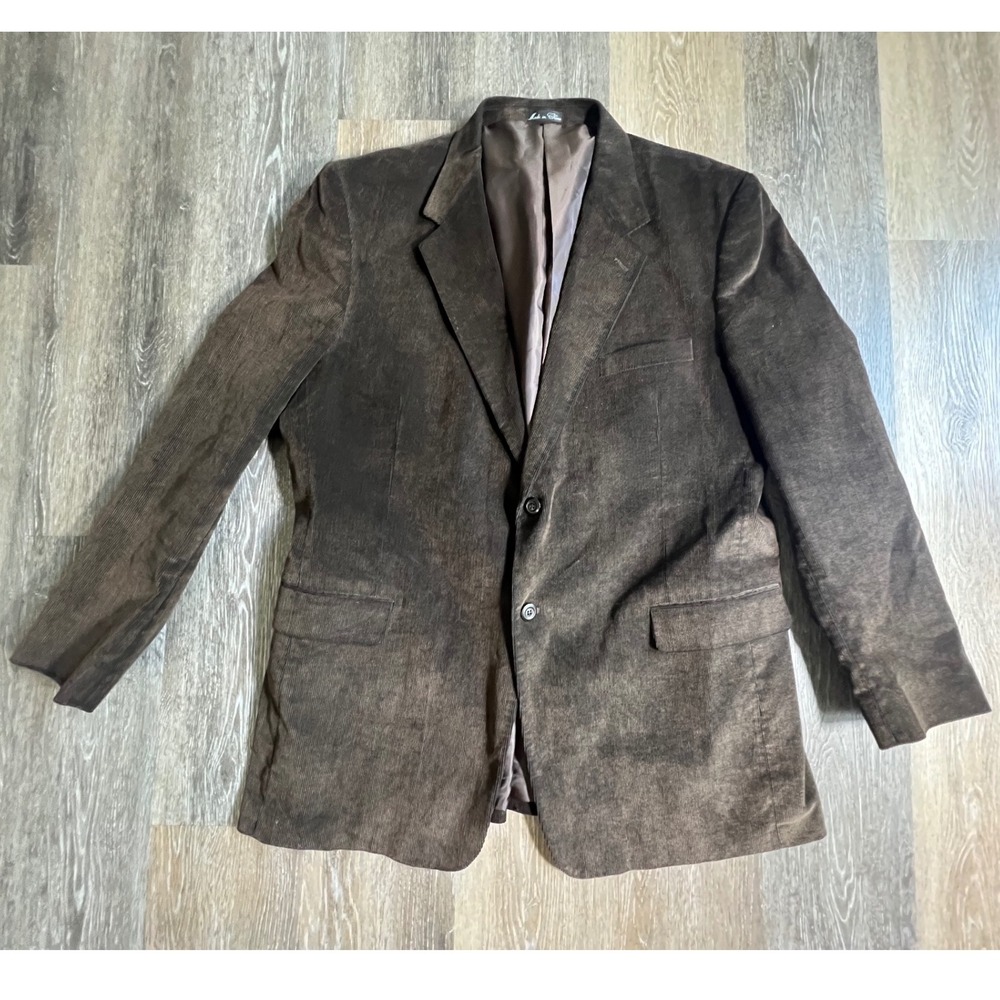 Alan Flusser Corduroy Sport Coat Mens 48L Brown 2 Button Blazer Jacket